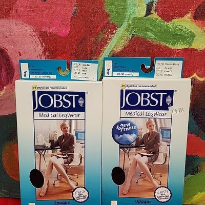 JOBST 2 Pr Opaque Knee High CT 20-30mmHg Classic Black X-Large New In Box